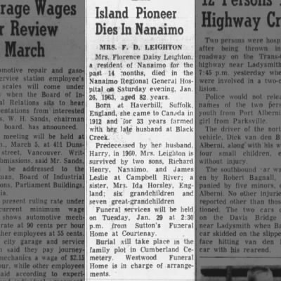 Obituary for F. D. LEIGHTON