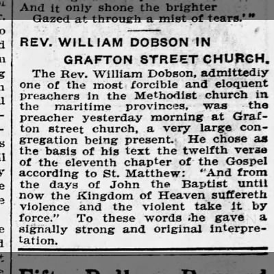 Rev William Dobson sermon at Grafton Street