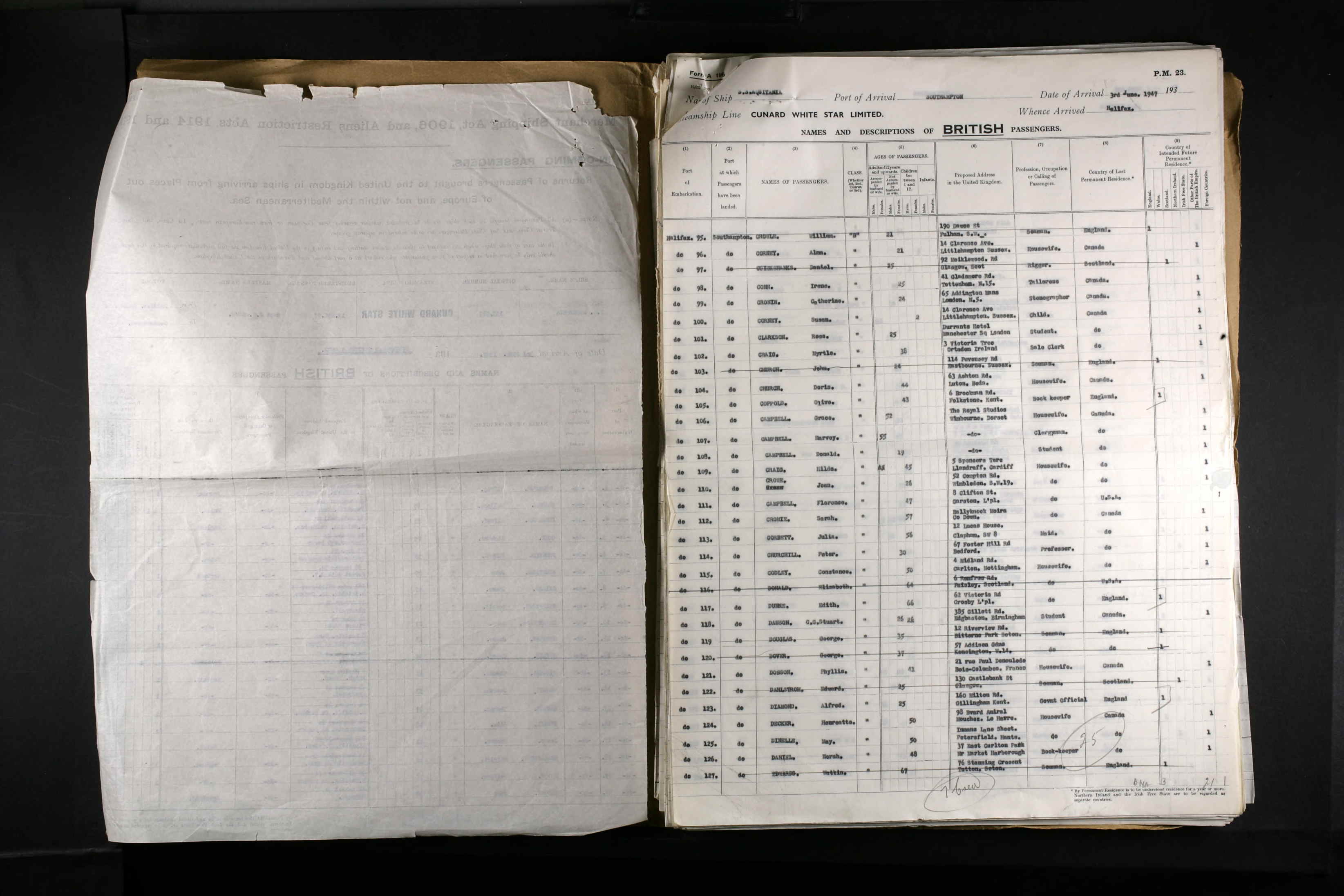 UK and Ireland, Incoming Passenger Lists, 1878-1960